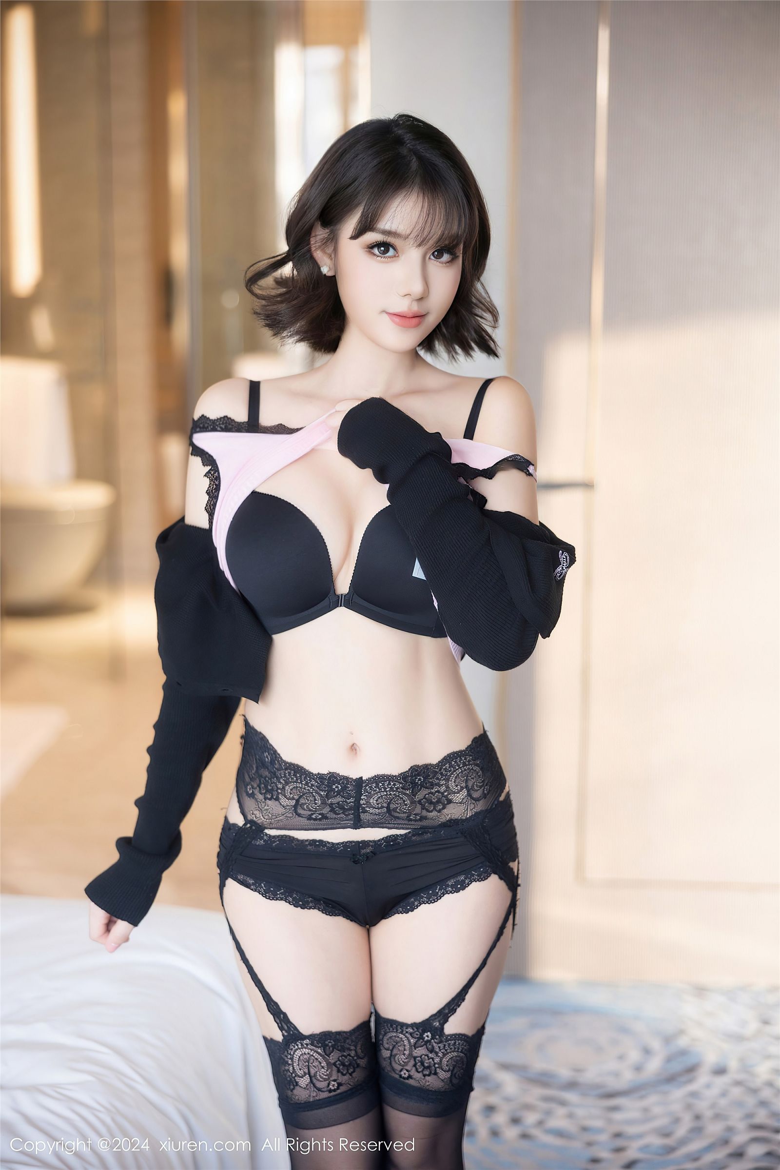 秀人网黎苏苏性感黑丝写真
